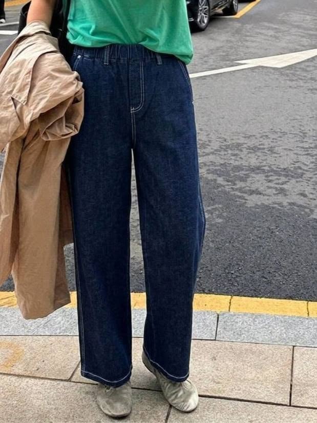 洗水彈力牛仔小寬褲*2色 K10852