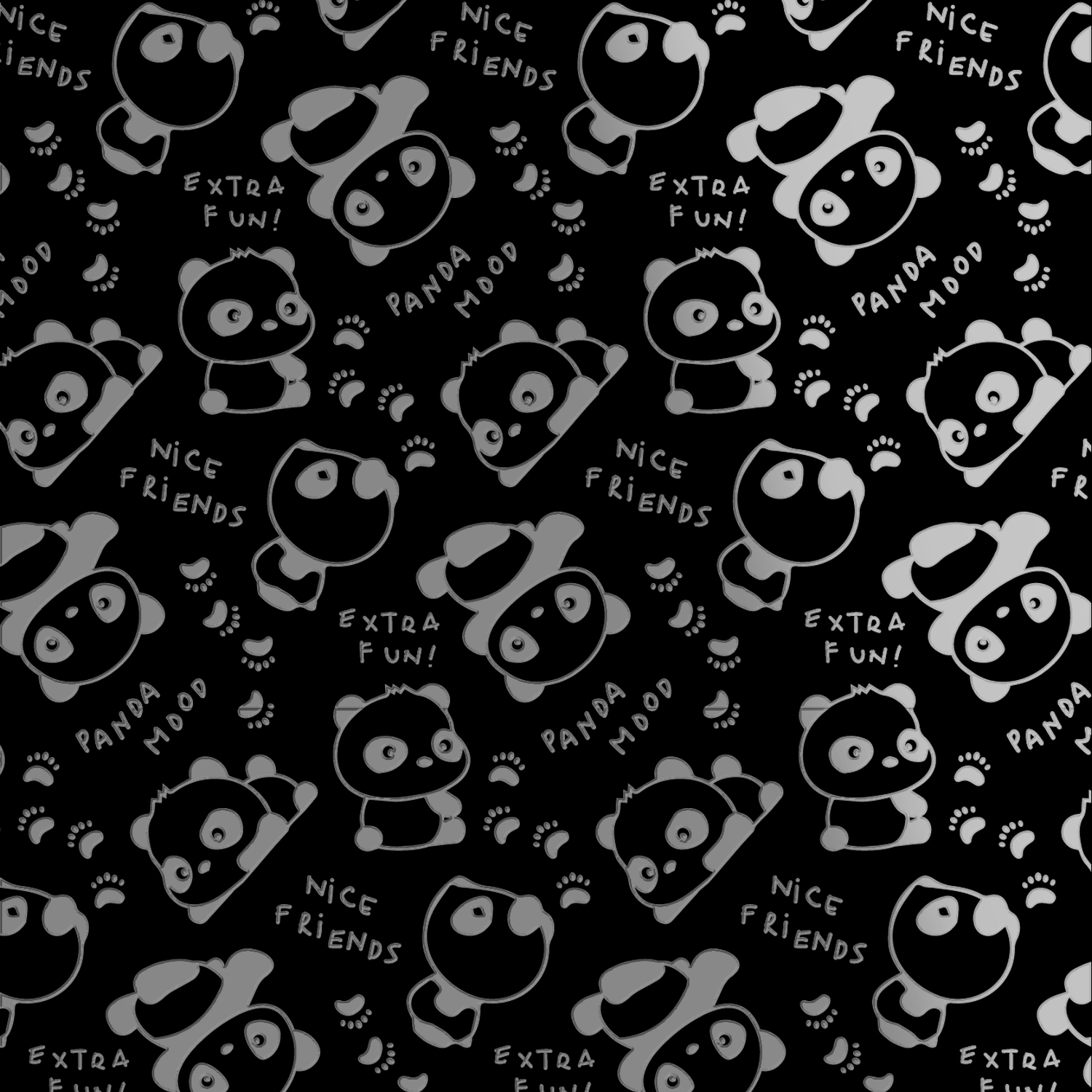 黑占-A3晶雕膜-慵懶熊貓