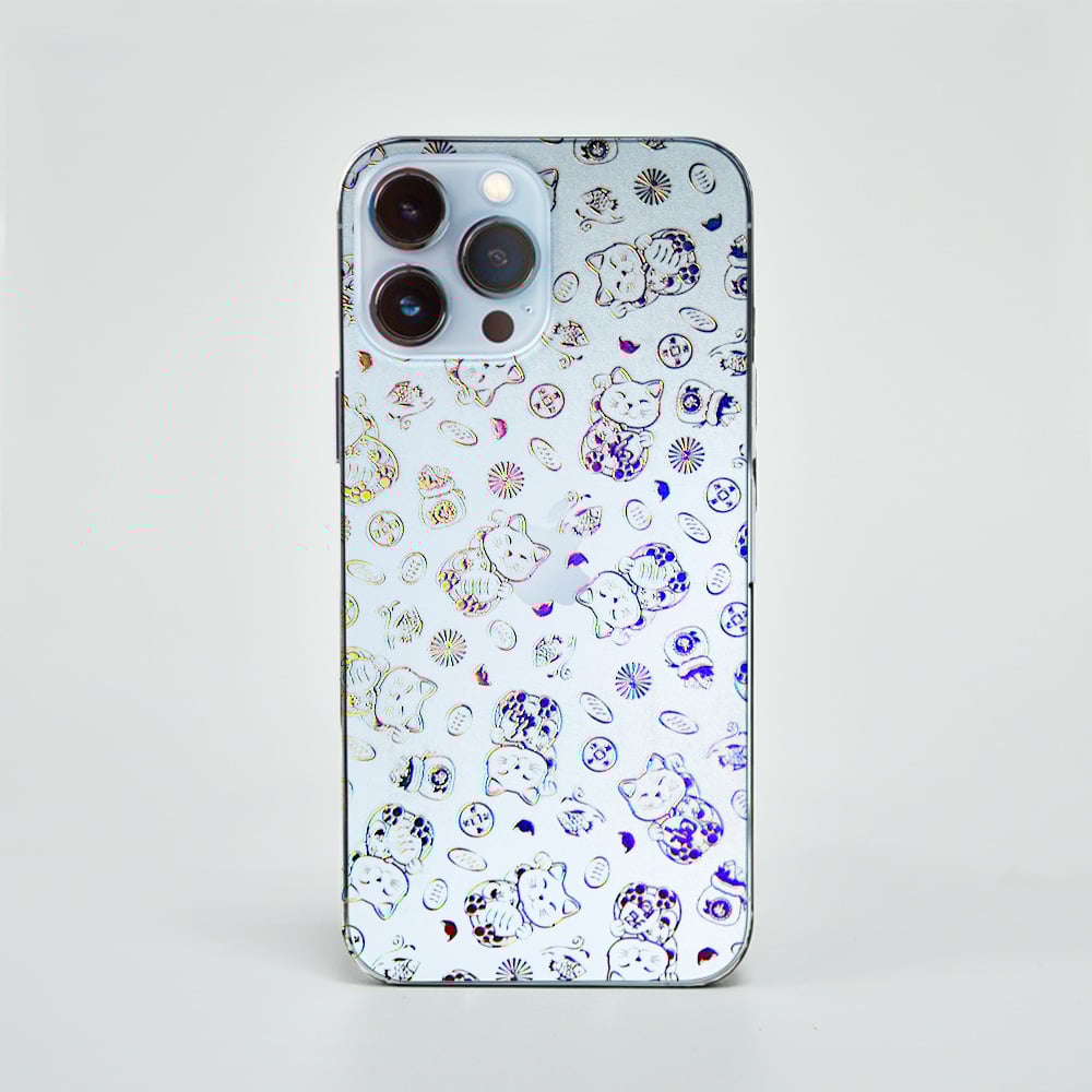 3D鈦晶雕流光膜-招財貓