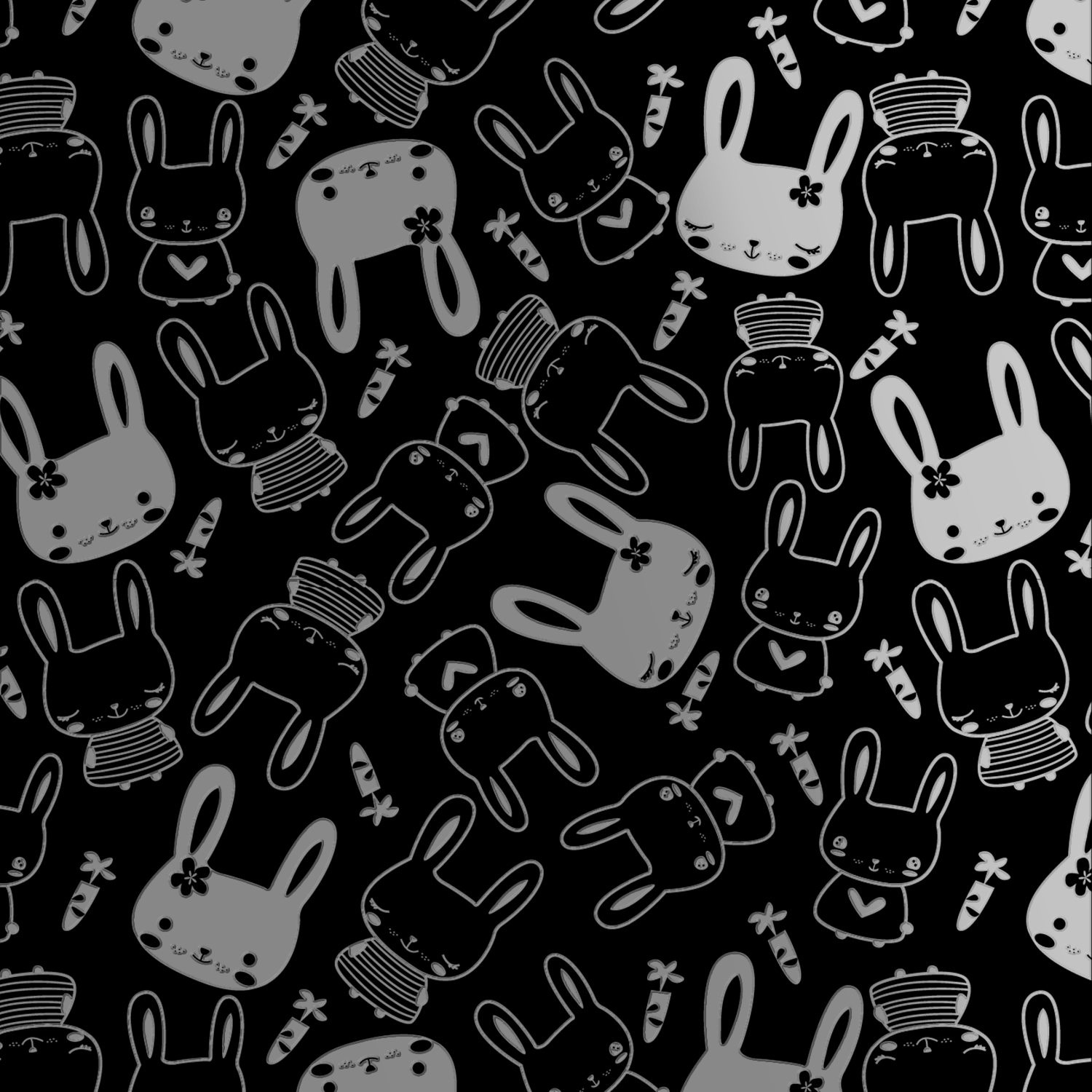 黑占-A3晶雕膜-兔子