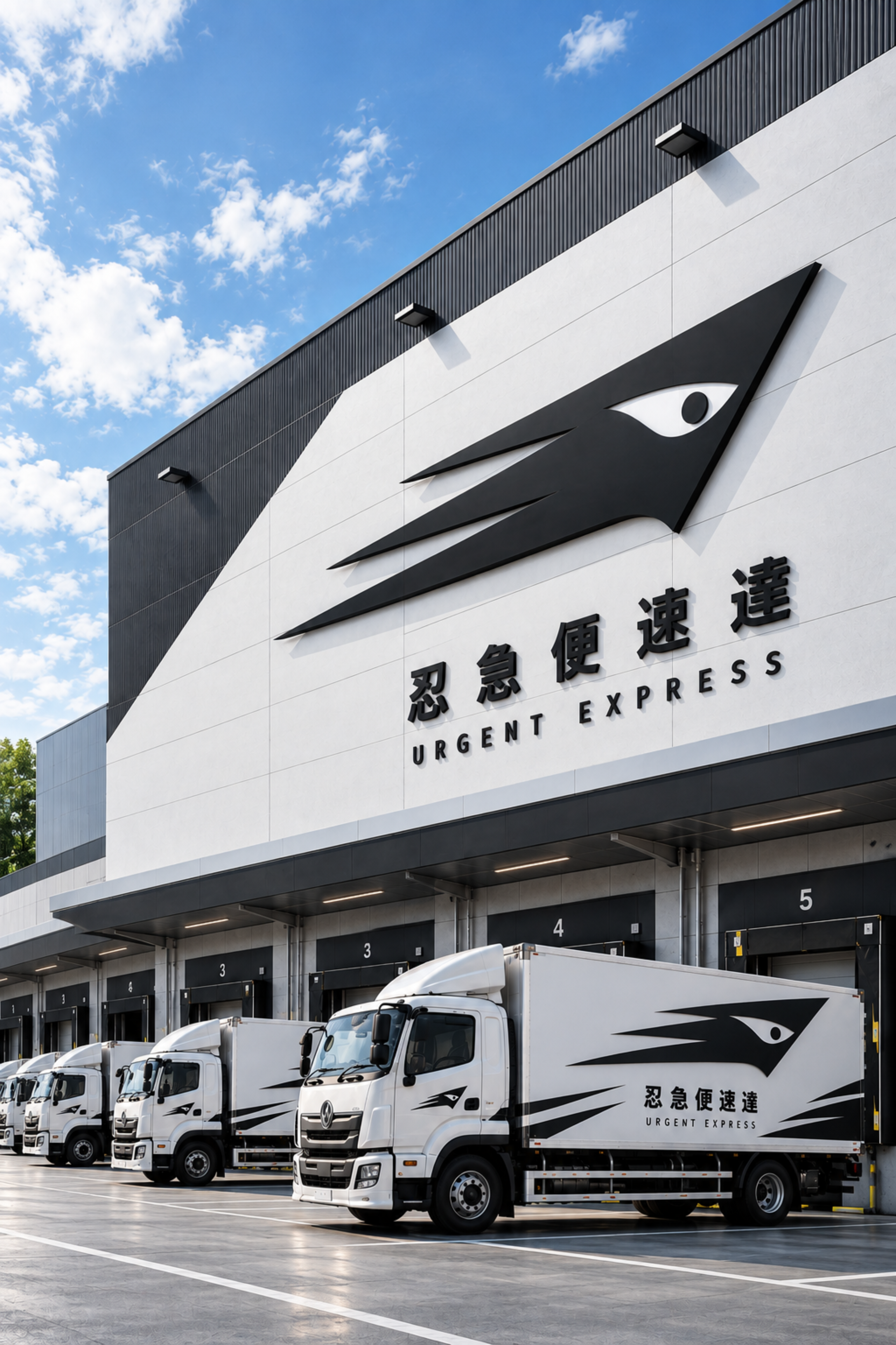「速度的鳥首」為核心意象，結合箭形與流線結構，象徵物流運輸的快速、精準與方向性。極簡幾何造型提升品牌識別度，並確保在車體、包裝與數位介面上的高度延展性與一致性。
