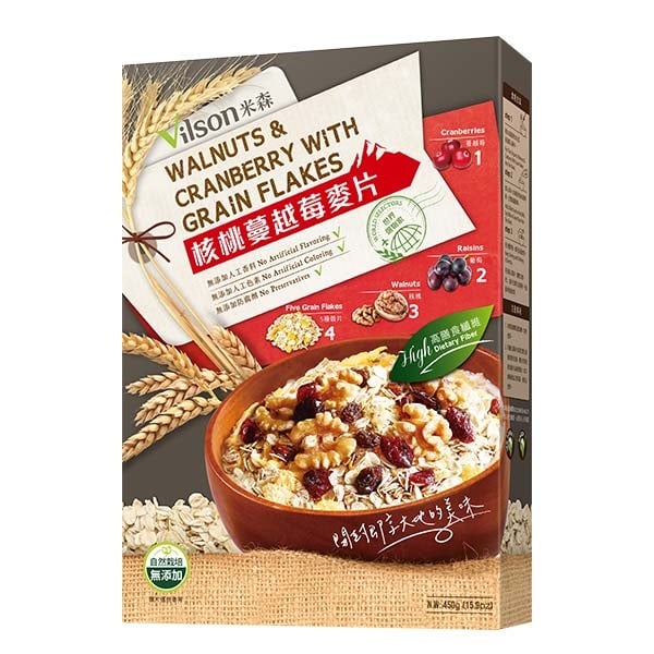 【米森】核桃蔓越莓麥片(450g/盒)