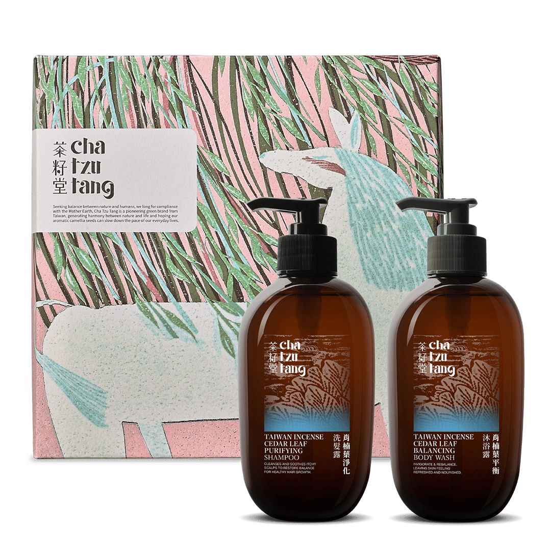 【茶籽堂】胭脂馬年度版畫禮盒(肖楠葉沐浴+洗髮)330ml