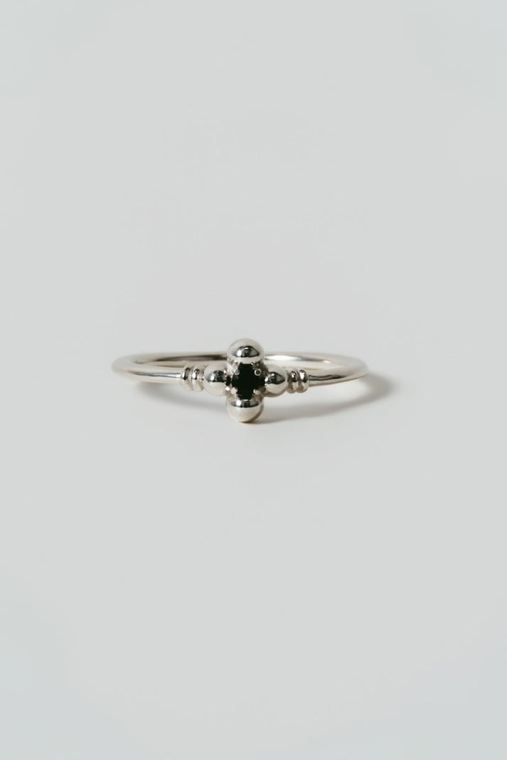 【 BRKUMO 】flower ring / 04 Onyx｜黑瑪瑙花朵戒指