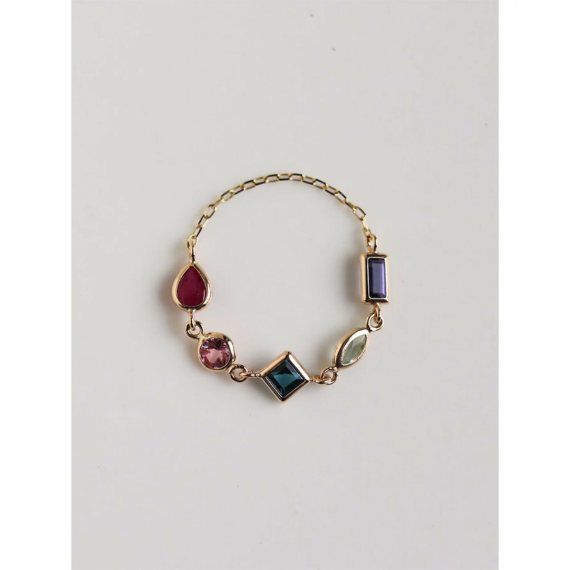 【 cui-cui 】K10 五色天然寶石鍊戒