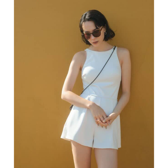 【日本 green label relaxing】雪紡感後背挖空連身泳衣