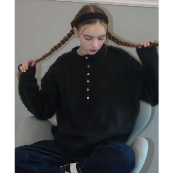 【 Birthday room 】羊毛感亨利領上衣 (Wool Touch Henry PO)