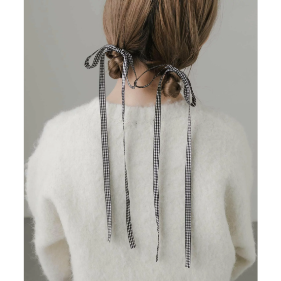 【 SMELLY 】小餐巾方格（Gingham Check）蝴蝶結髮勾 2 件組