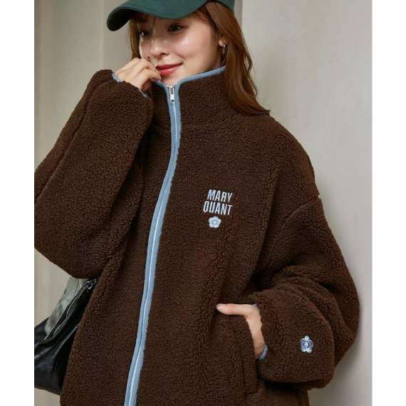 【 MARY QUANT × PUBLUX 】別注撞色滾邊毛絨外套