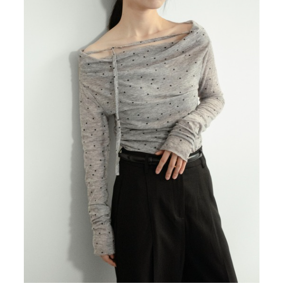 【 on:nue 】大人系透視點點露肩上衣