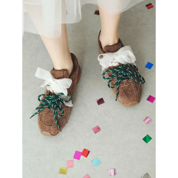 【MOHI】蕾絲緞帶球鞋