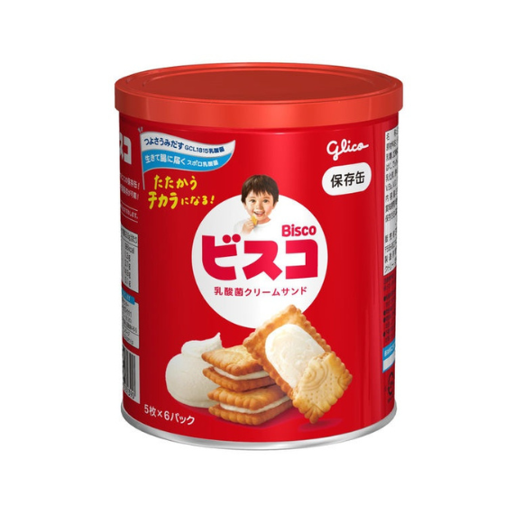 【防災食品】固力果 Glico 乳酸菌夾心餅乾保存罐 30枚 5年長期保存