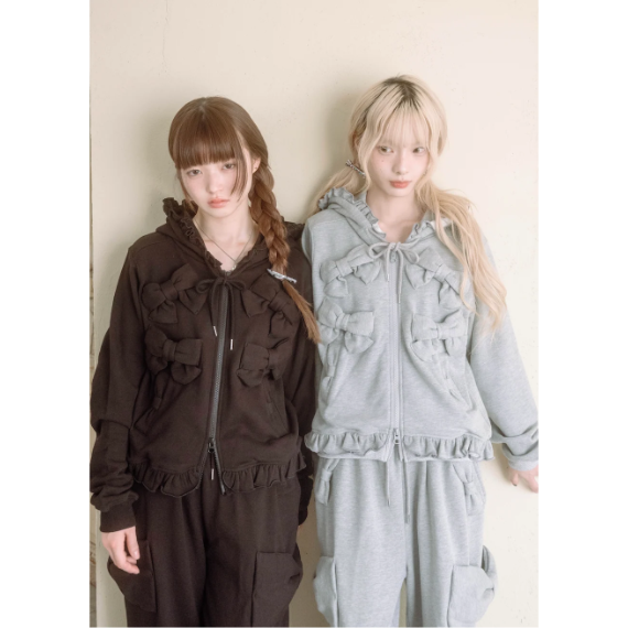 【Tie.Me 】ribbonful zip hoodie｜滿滿蝴蝶結拉鍊連帽外套