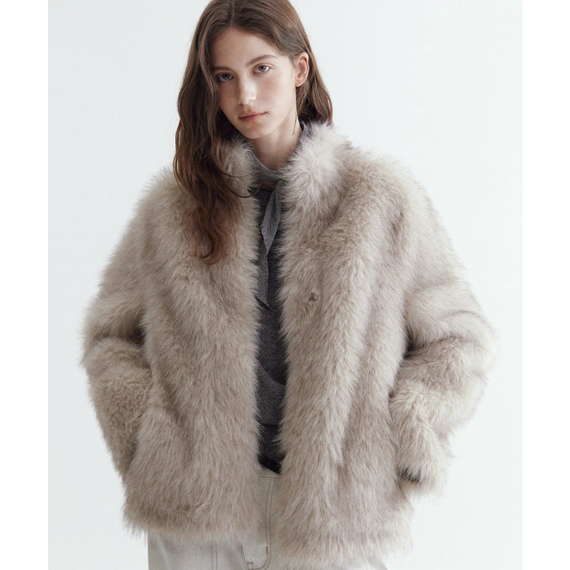 【 chuclla 】立領 Eco Fur 短版毛絨外套