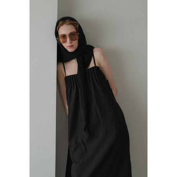 【 tento 】TENTO｜Belted Cocoon Dress 腰帶繭型細肩帶洋裝