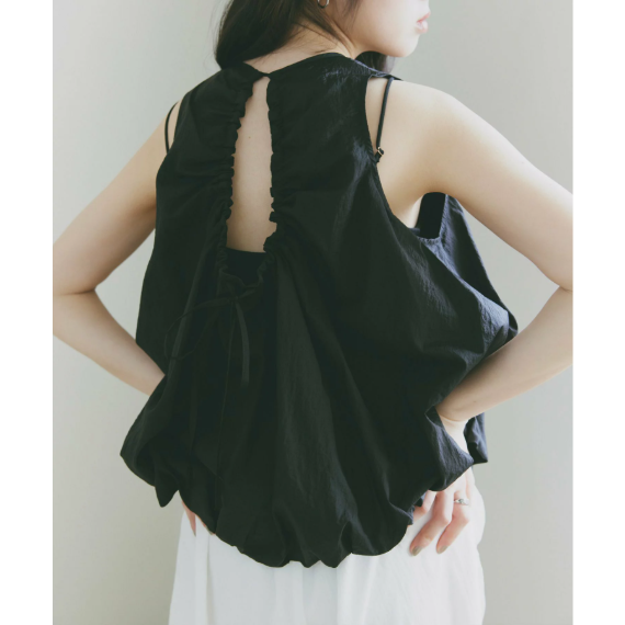 【 日本Freesia  】無袖氣球下擺透視上衣