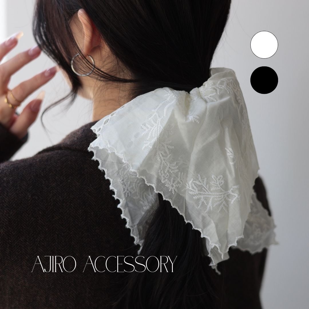 【日本直送 】刺繡蕾絲大腸髮圈