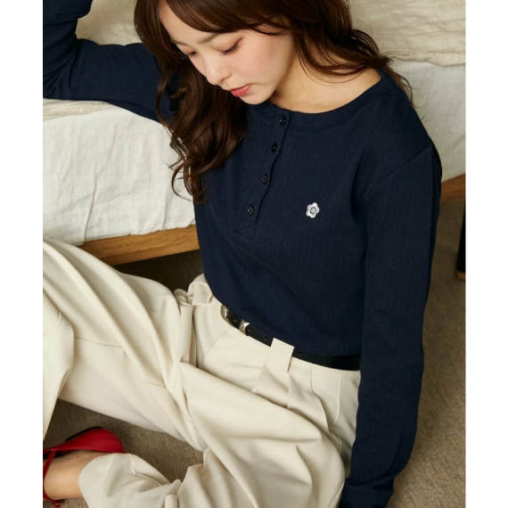 【 MARY QUANT × PUBLUX 】限定聯名羅紋亨利領長袖上衣