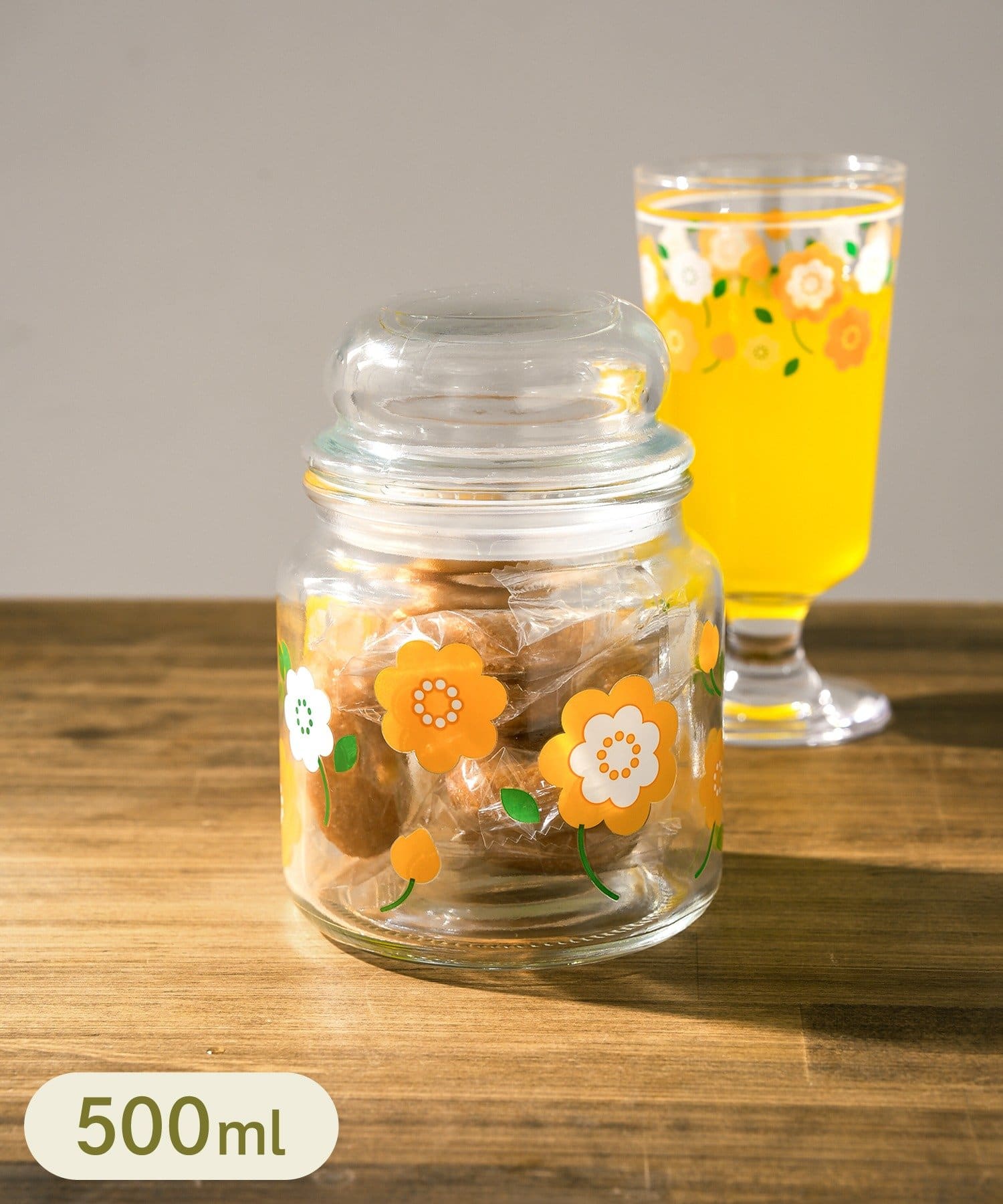 【 3COINS 】昭和レトロ調 復古玻璃附蓋萬用儲物罐 500ml
