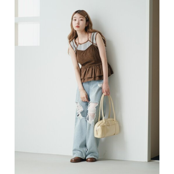 【日本2025秋冬】麂皮荷葉下擺吊帶背心