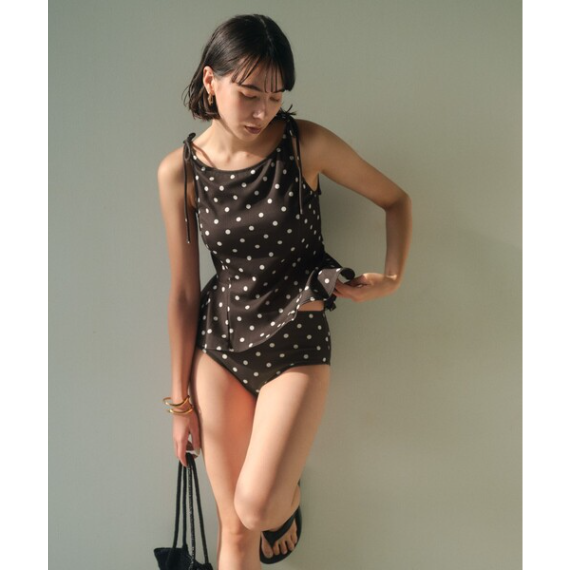 【 green label relaxing 】高領雙蝴蝶結點點泳裝