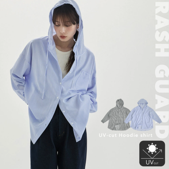 【 日本 etoll 】UV防曬連帽襯衫外套