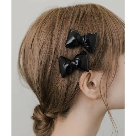 【日本DISCOAT】澎澎軟墊緞帶髮夾 2入組