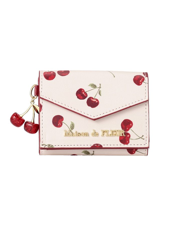 【 Maison de FLEUR 】Cerise Claire 櫻桃三摺零錢短夾 🍒