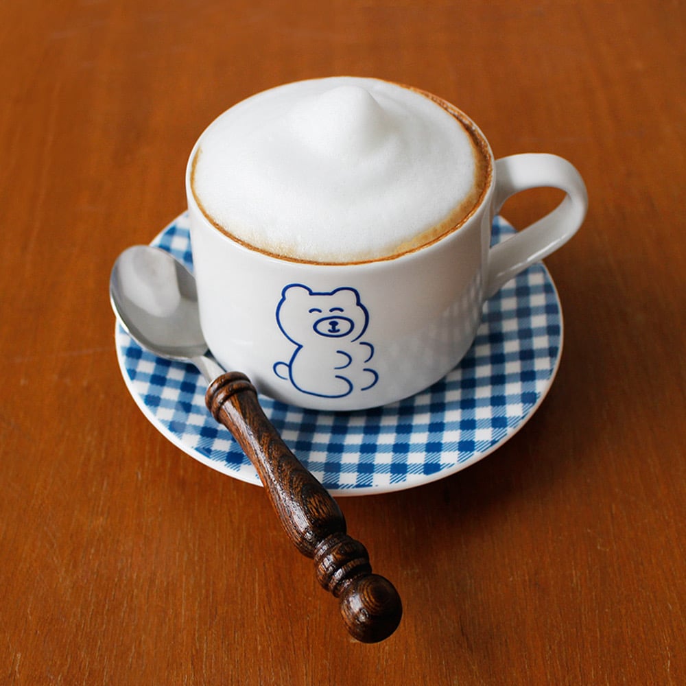 韓國 ooh la la 1537 ｜藍色格紋熊熊咖啡杯 set