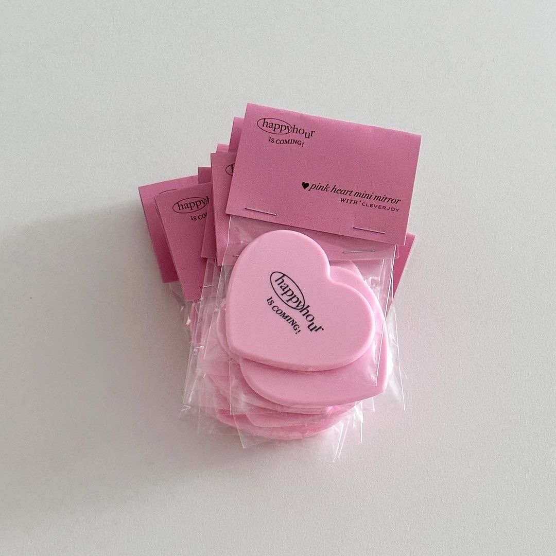 （現貨）韓國選品｜ happy hour 粉紅愛心隨身鏡
