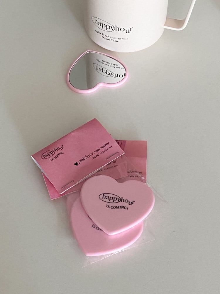 （現貨）韓國選品｜ happy hour 粉紅愛心隨身鏡