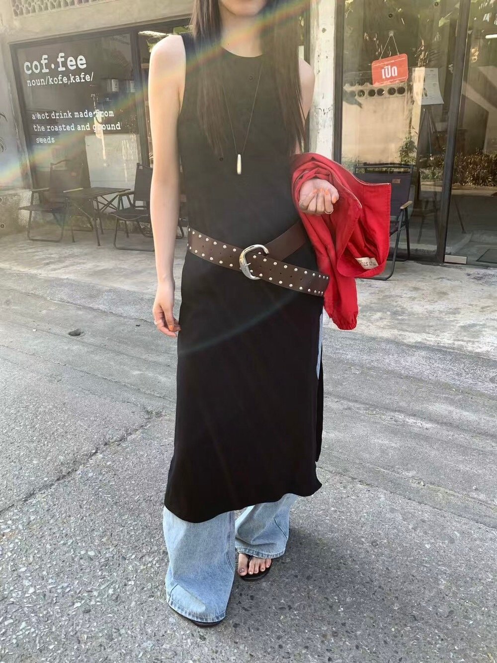 Gz73 側排釦無袖連衣裙