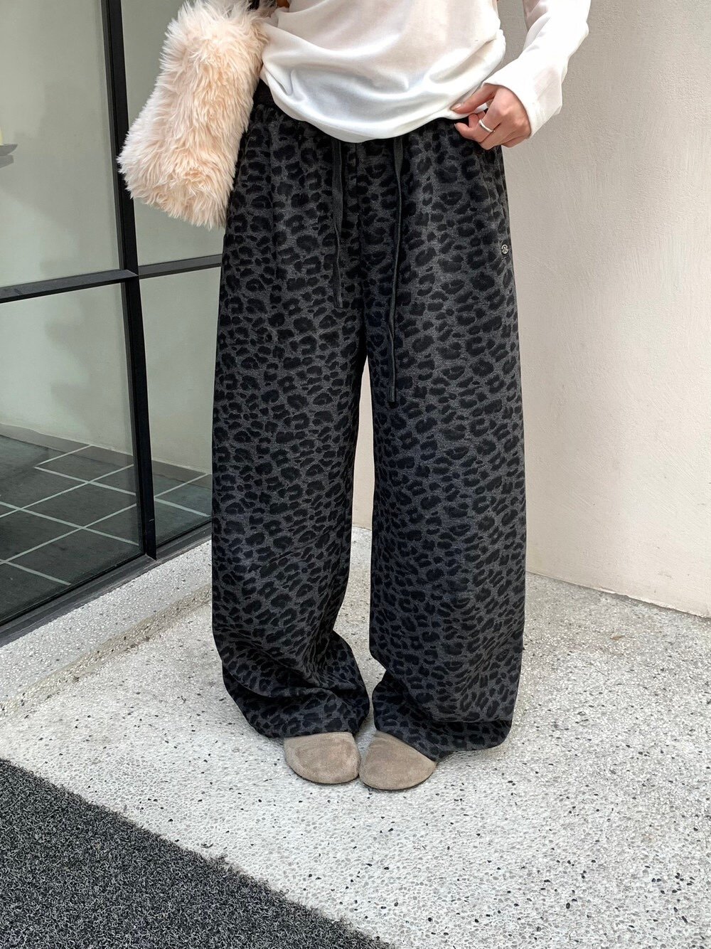 Gz53日常豹紋抽繩長褲