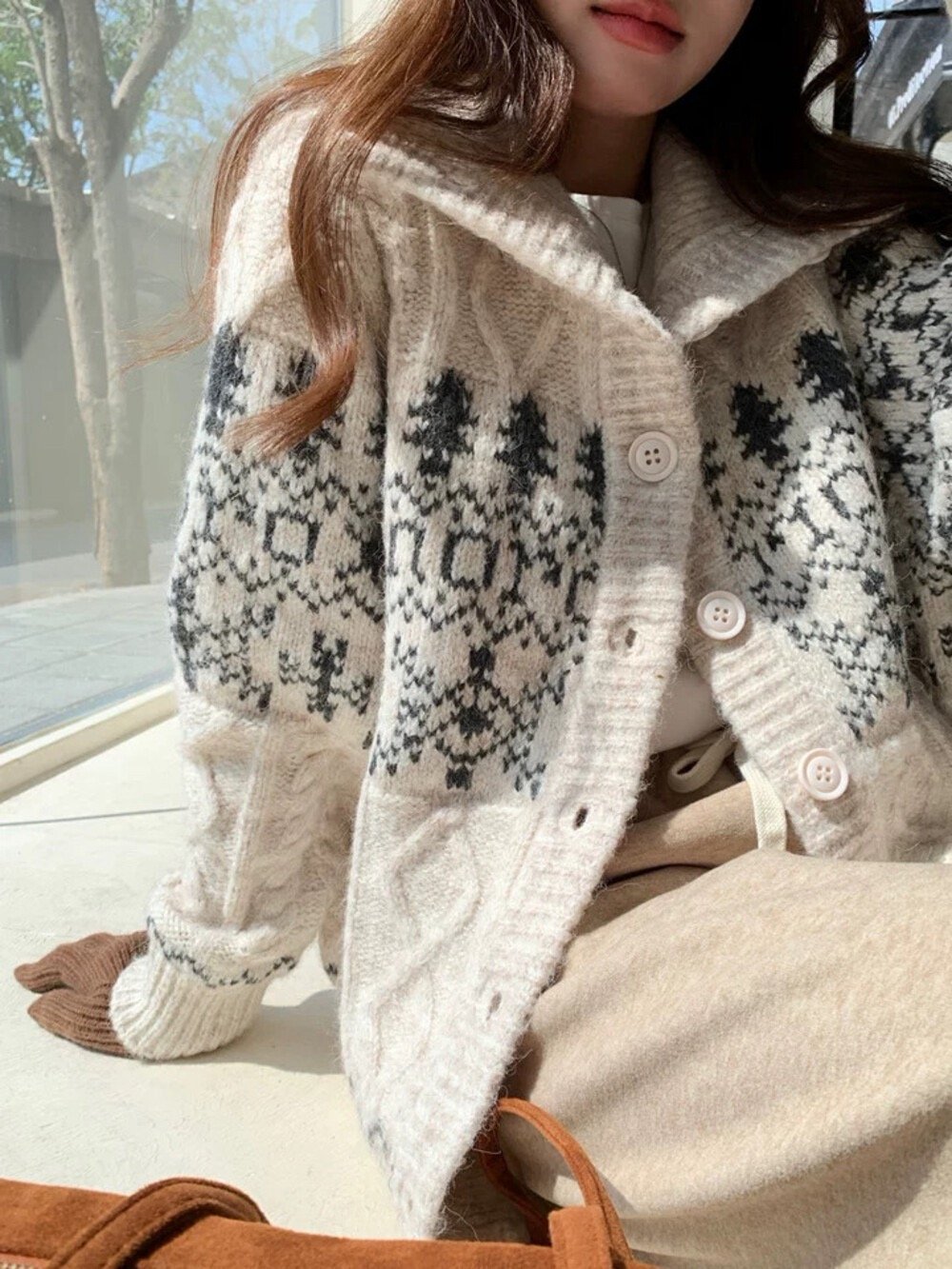 Gz28 冬日立領大園釦毛衣（2colors）