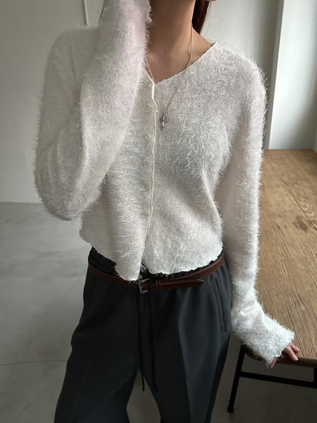 f16不修邊毛毛薄外套（3colors）