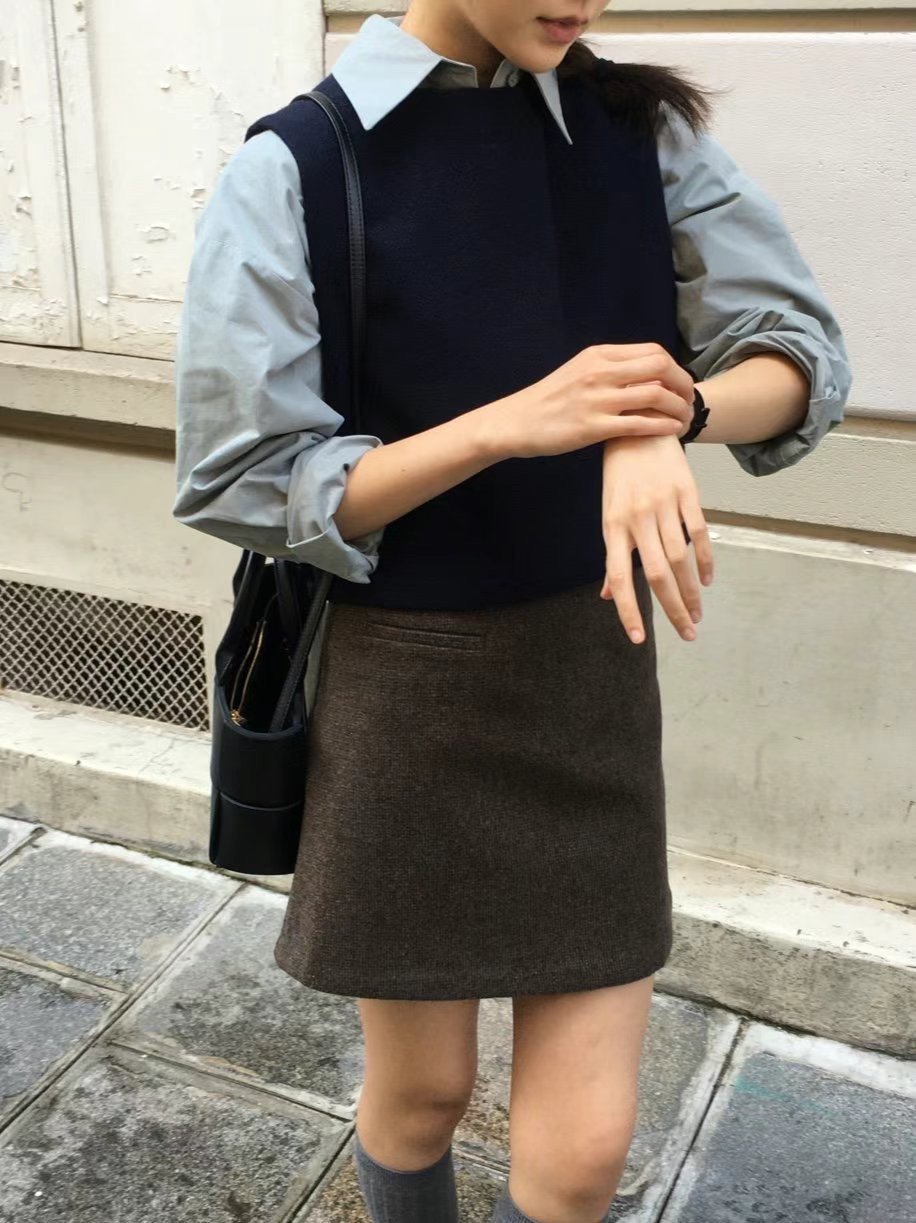 N17 細格子羊毛短裙S/M（2colors）