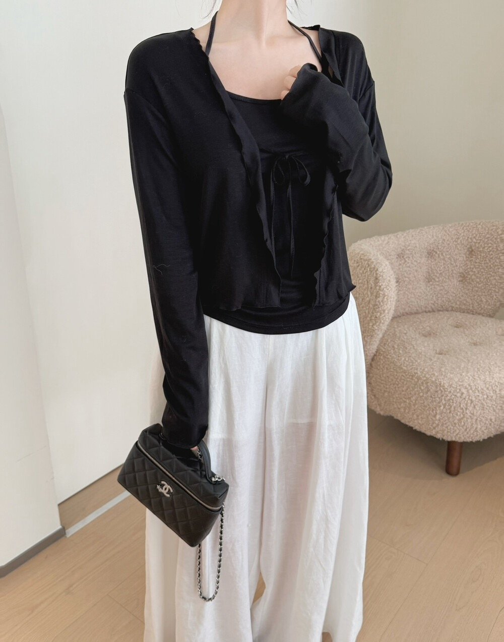 Gz70 天絲木耳邊背心套裝（2colors）