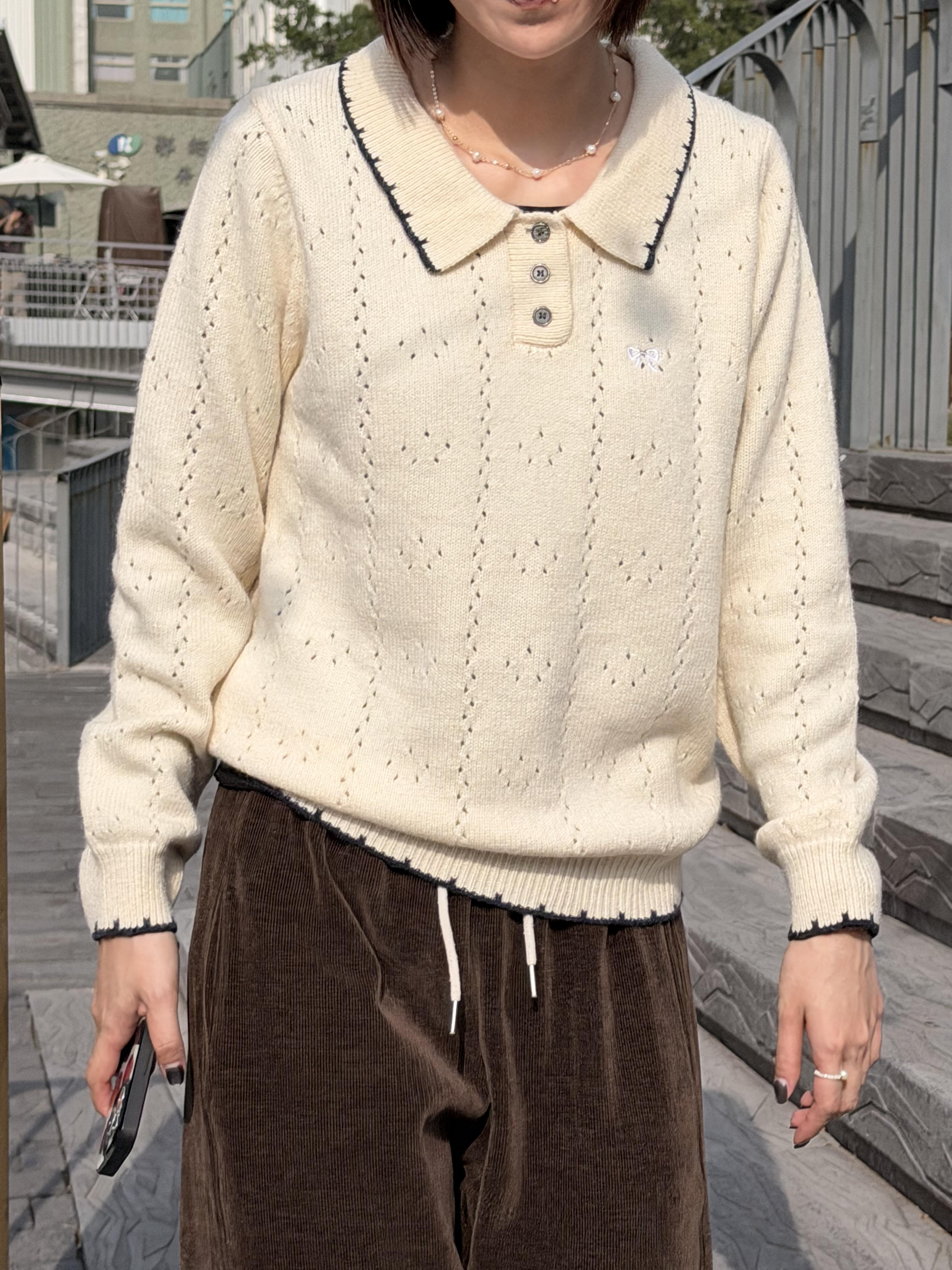 Gz27 甜美刺繡鏤空設計毛衣