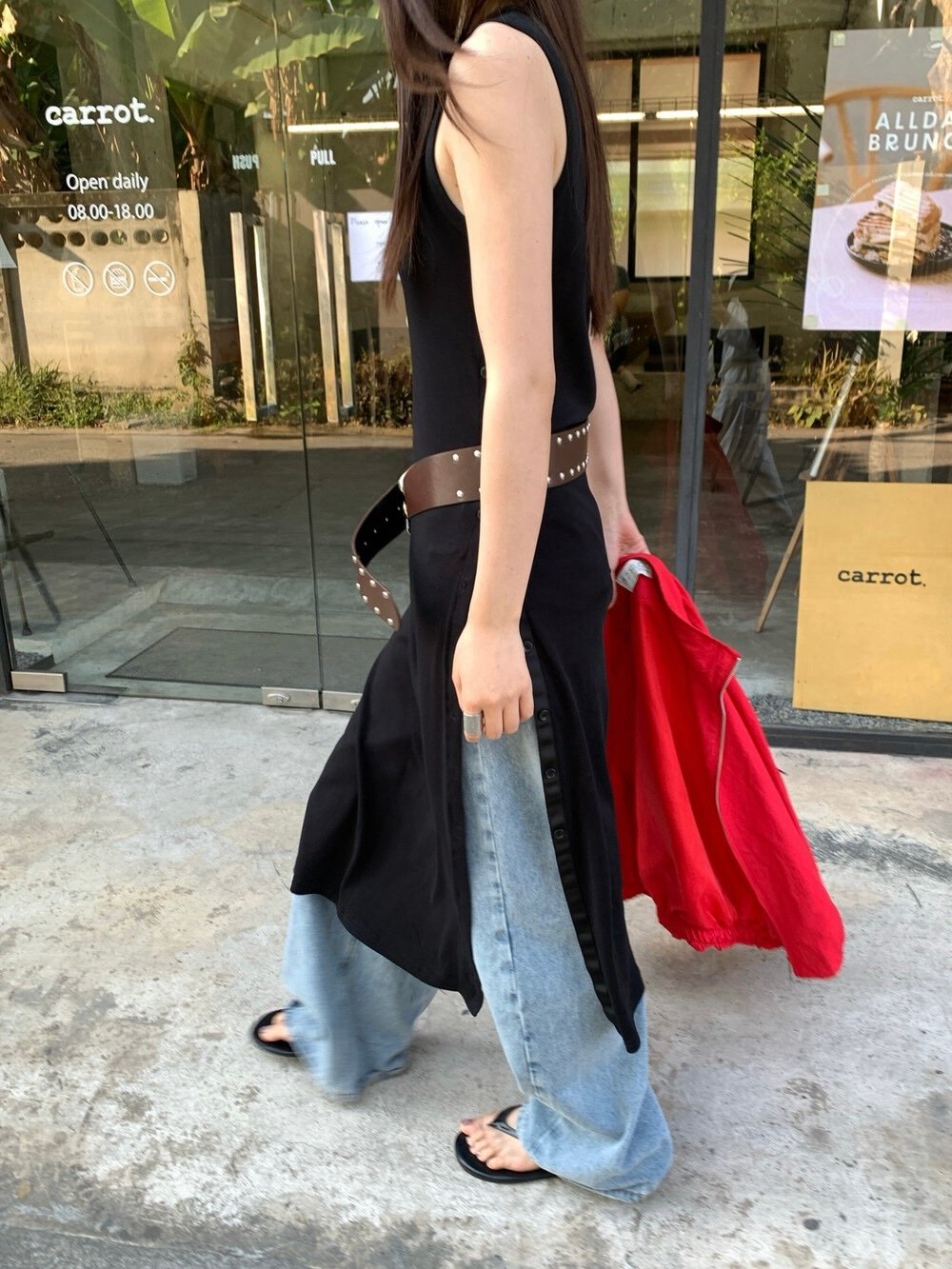 Gz73 側排釦無袖連衣裙