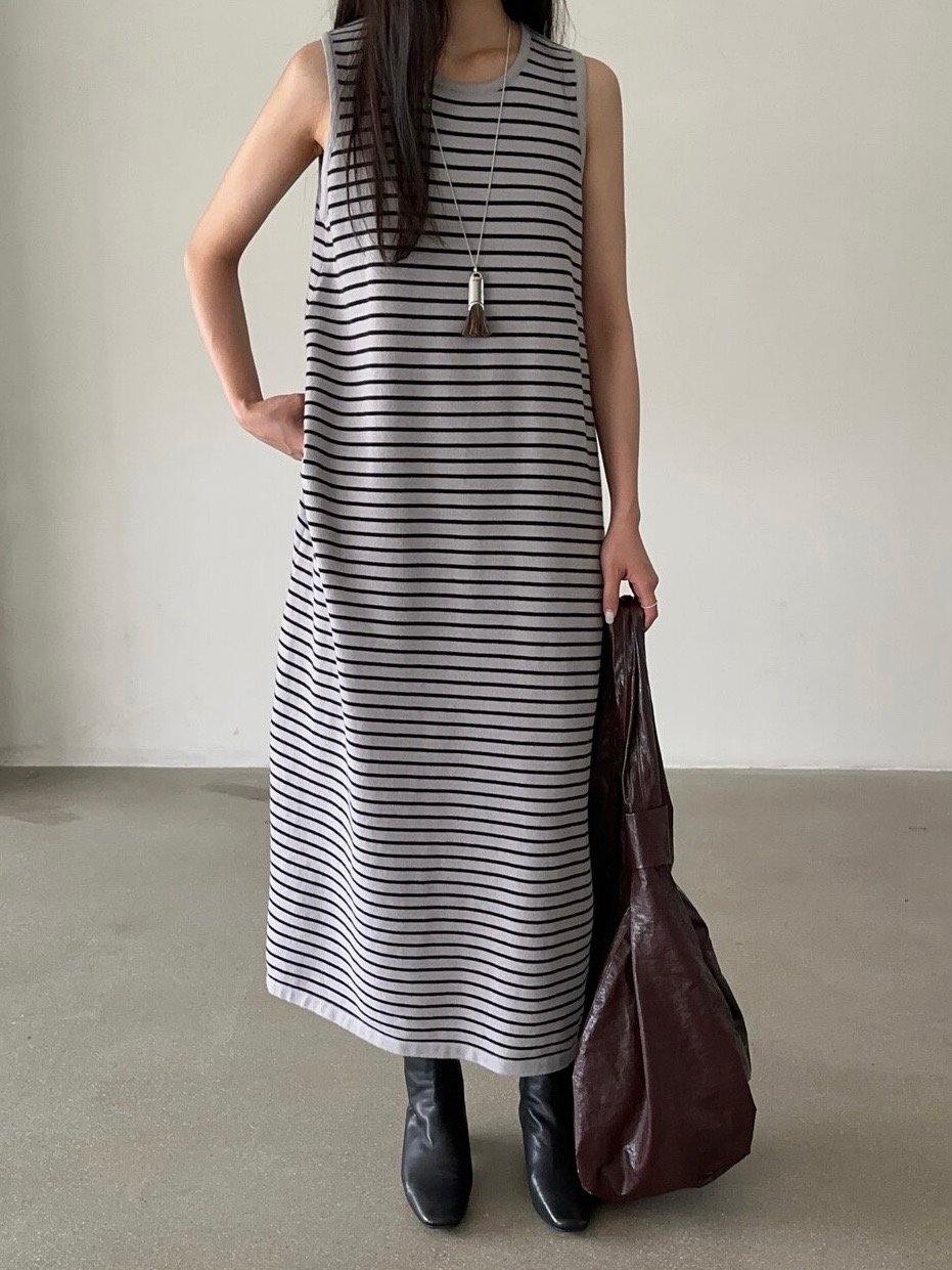 Gz06 針織條紋長裙（2colors）