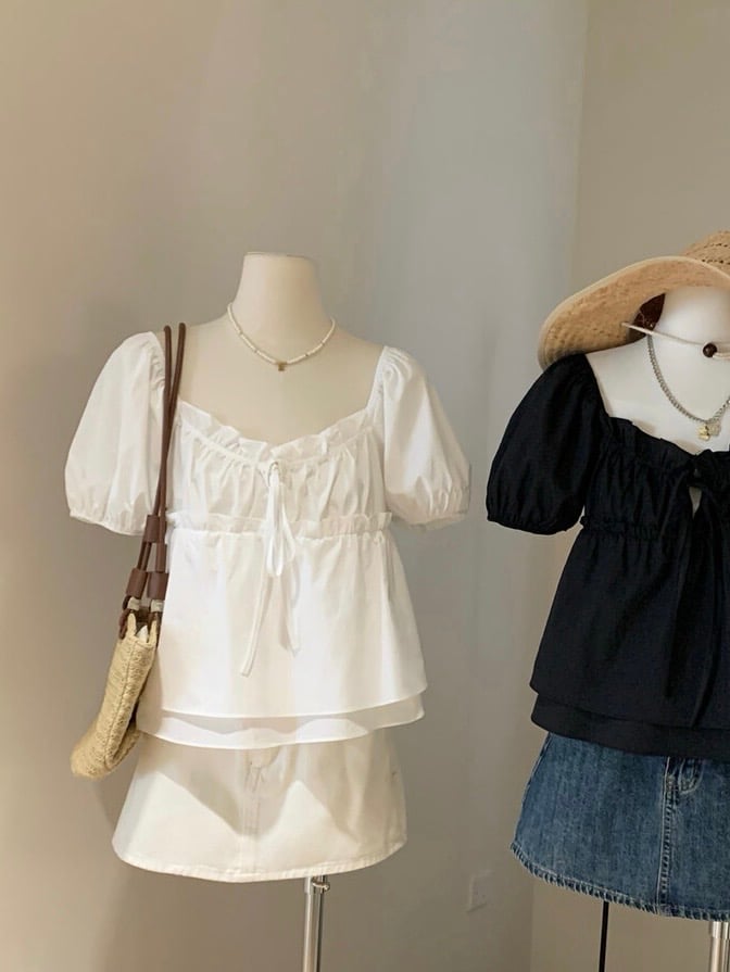 Gz04 甜甜澎澎袖上衣（2colors）