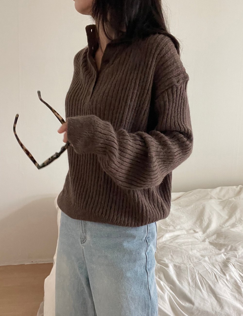 N15 排釦高領設計針織衣（3colors）