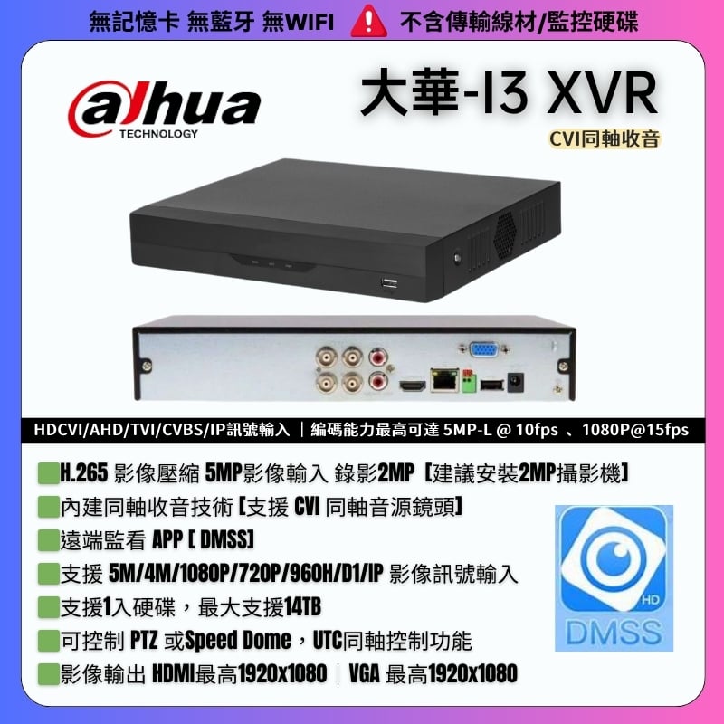 大華 5MN 同軸主機｜CVI收音