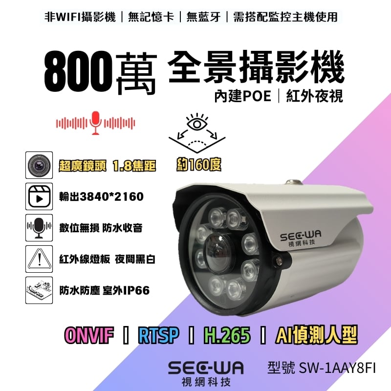 8MP POE｜槍型全景紅外