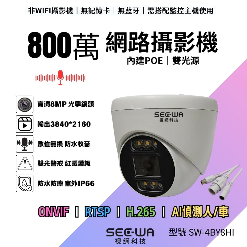 8MP POE｜半球雙光