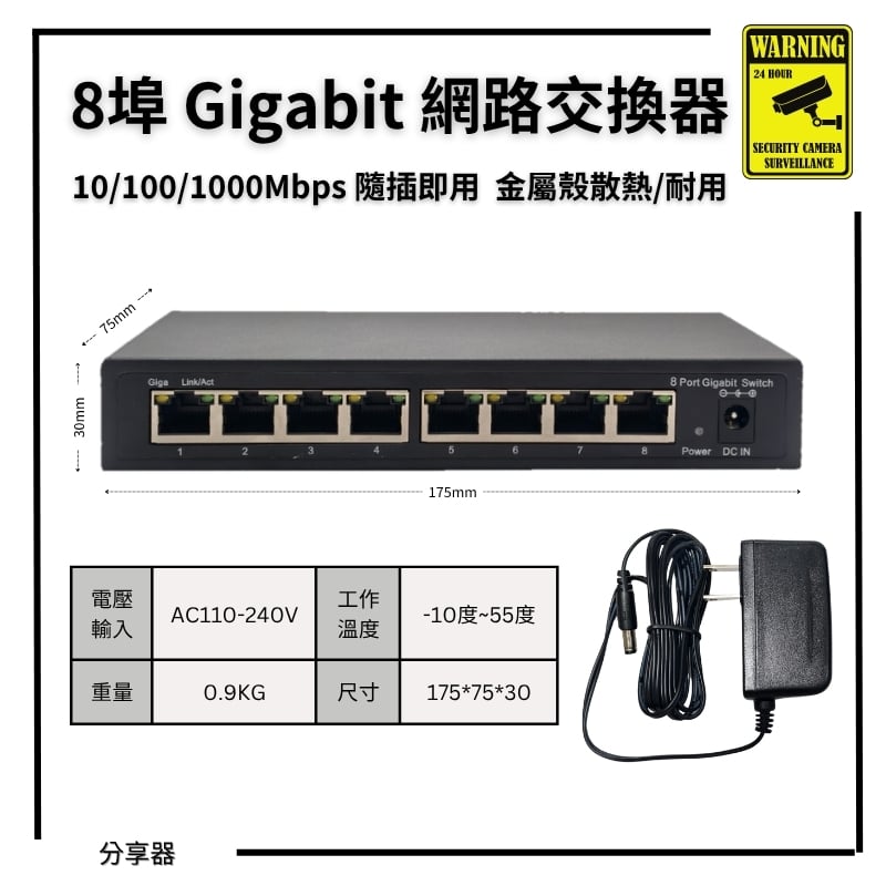 8埠 Gigabit｜網路交換器