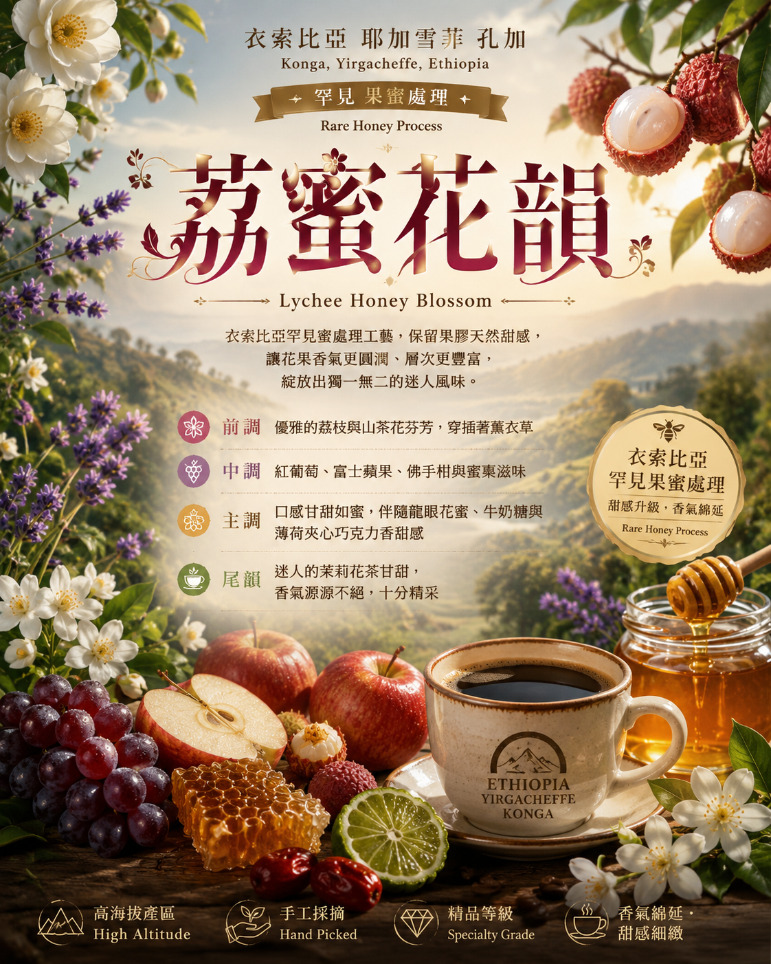 熊團長每月特惠咖啡｜衣索比亞 耶加雪菲 🍒荔蜜花韻🌹 果蜜咖啡 (買一送一)