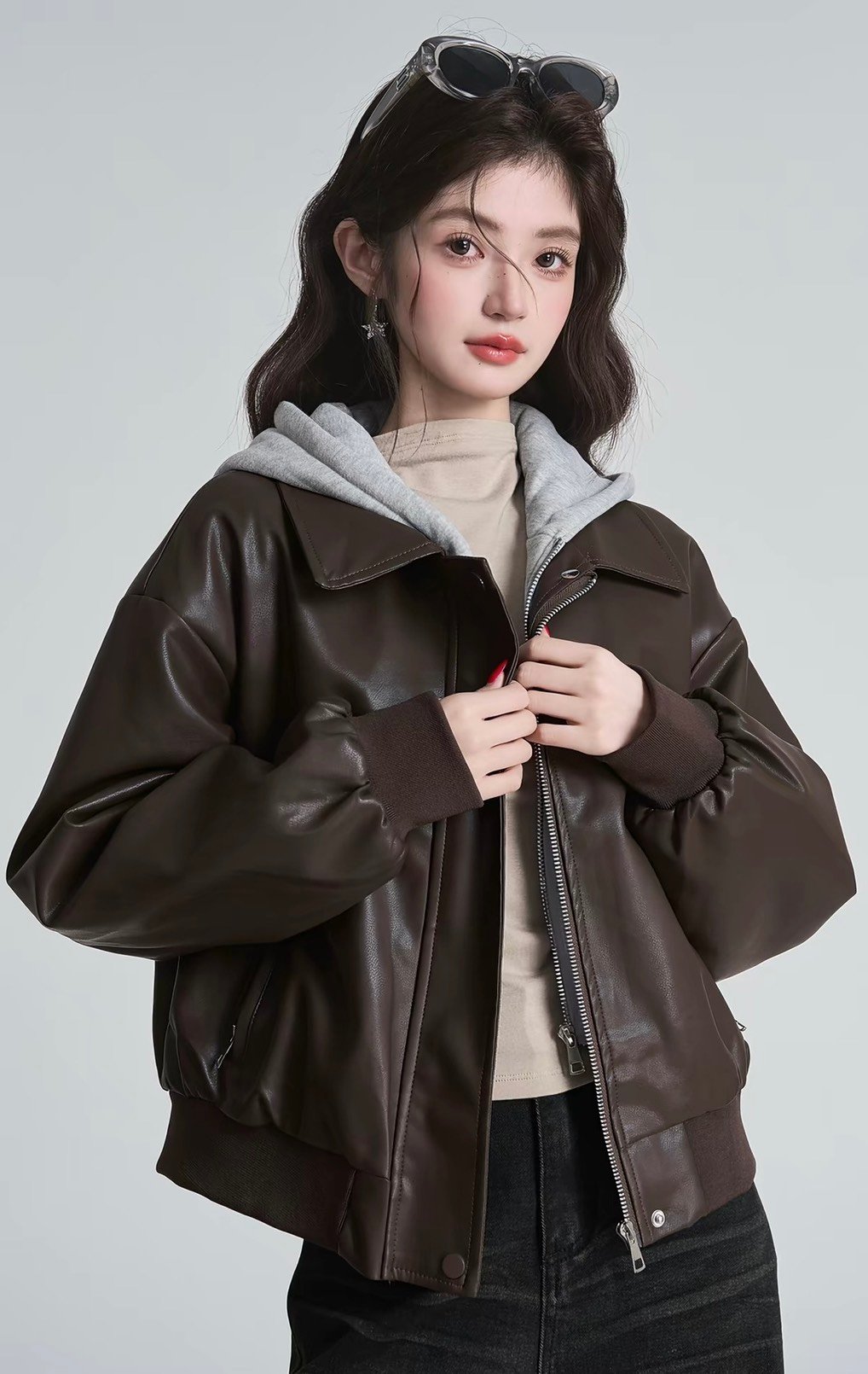 美式 · 街頭風夾兩件連帽皮外套