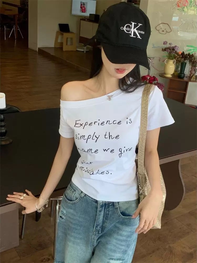 現貨 美式潮款辣妹一字領Top