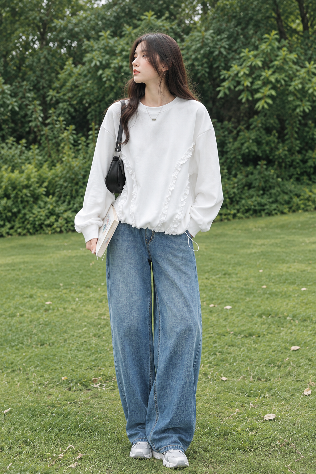 Ruffle Line Sweat｜日系 · 荷葉線條拼接上衣